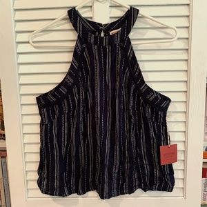 Mossimo Supply Co Navy Blue and White Stripe Halter Sleeveless Top M